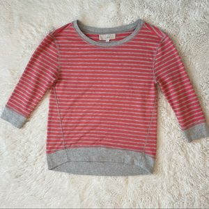 LOFT Stripe Pink & Gray Sweater